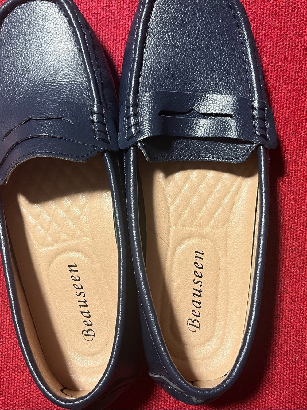 Beauseen Women’s Navy Blue Penny Loafers